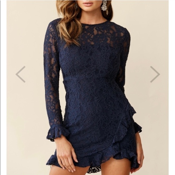 Tilly’s ruffle trimmed dress! Navy blue! - Picture 1 of 2